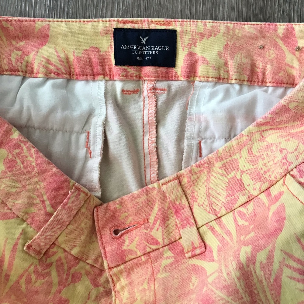 Orange Yellow Tropical Flower Leaf Shorts - Picture 3 of 6
